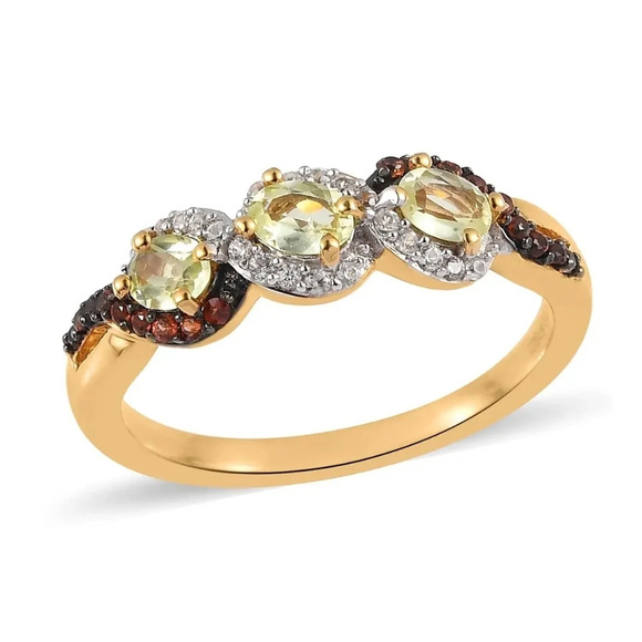 Premium Natural Chrysoberyl, White Zircon and Brown Zircon Ring. - Picture 4 of 7